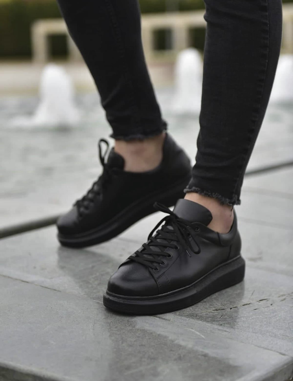 Ανδρικά μαύρα δίσολα Sneakers λαστιχένια σόλα CH25700B φωτογραφία